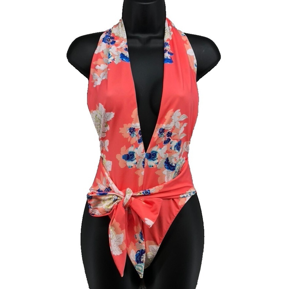 Adriana Iglesias Silk Roads One Piece Swim Suit Womens XS Orange‎ Floral Beach